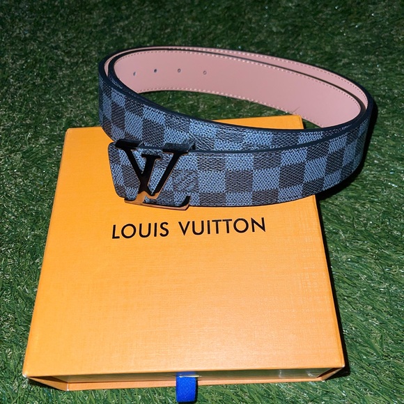 Louis Vuitton Belt Black and Grey Silver Lv Buckle - Picture 1 of 3